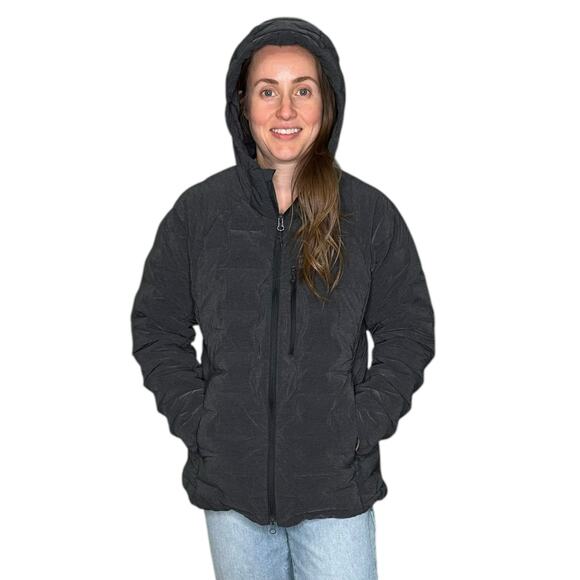 MOUNTAIN HARDWEAR Stretchdown Hoodie Gray Hooded Puffer Jacket Women's Large - Picture 1 of 7